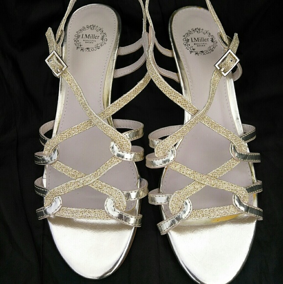 I. Miller Gold Strappy Wedge Heels - Picture 1 of 3